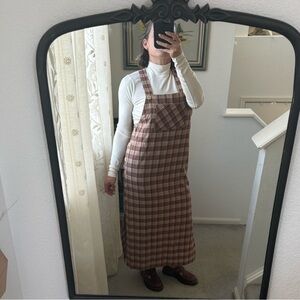 Vintage cosmos Plaid Overall Dress